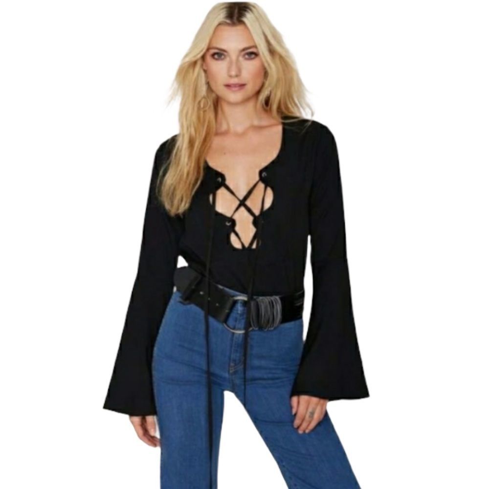 Nasty Gal black Harper lace up Top